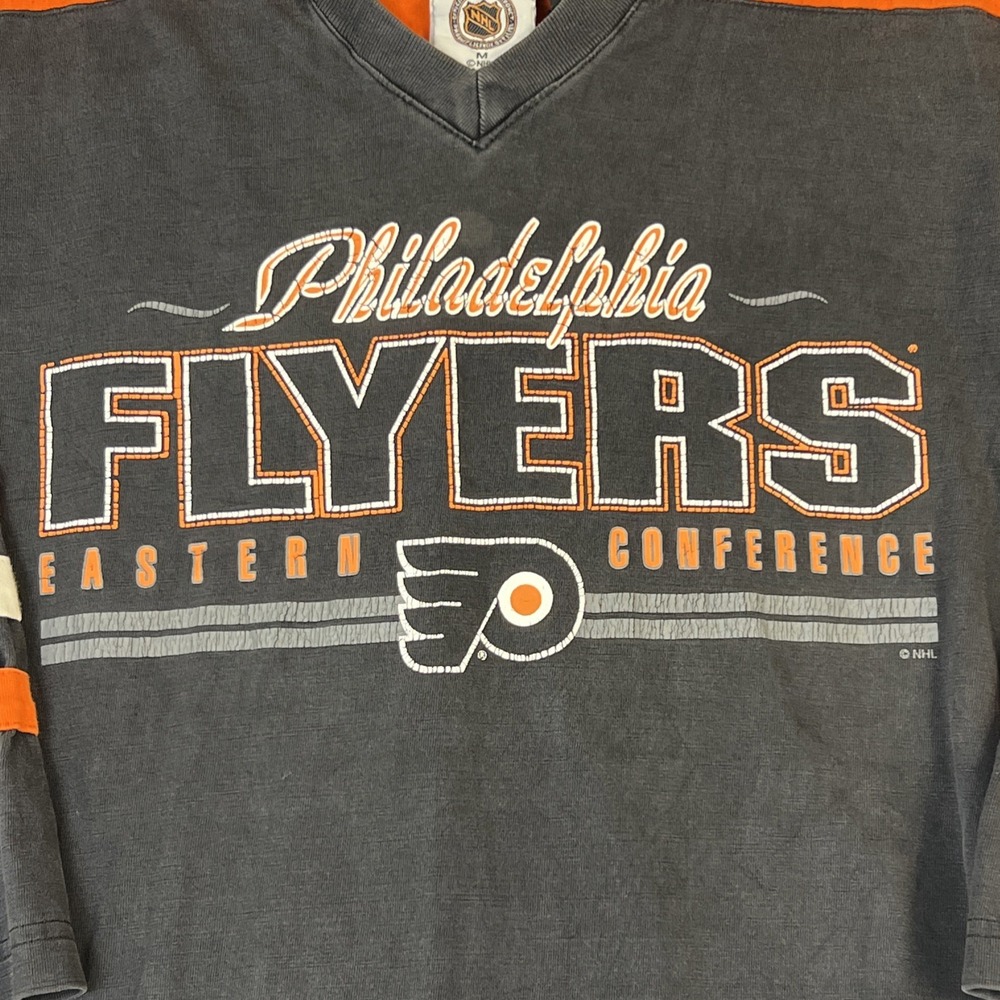 Vintage NHL Philadelphia Flyers Eastern Conference Black Shirt Pro-Player Mens L - Picture 2 of 9